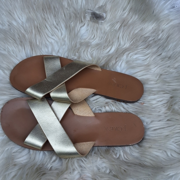 J. Crew golden criss cross flat sandals 9 - Picture 2 of 5